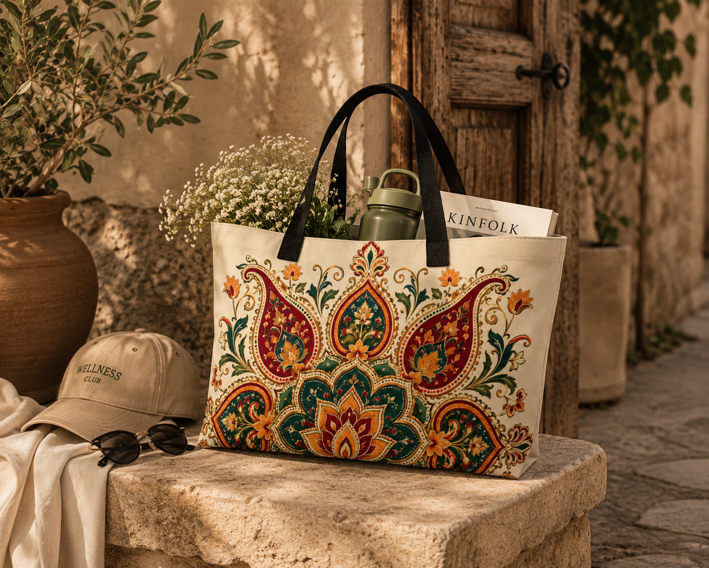 Indian Vintage Floral Mandala Weekender Bag Tote