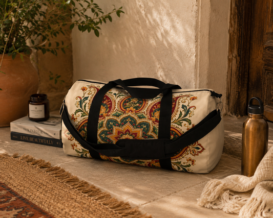 Indian Vintage Floral Mandala Duffel Gym Bag