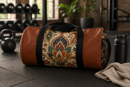 Indian Vintage Terracotta Floral Duffel Gym Bag