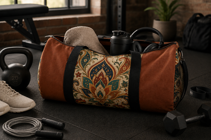 Indian Vintage Terracotta Floral Duffel Gym Bag