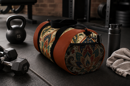 Indian Vintage Terracotta Floral Duffel Gym Bag