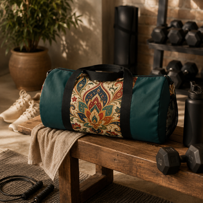 Indian Vintage Indigo Green Bohemian Duffel Gym Bag