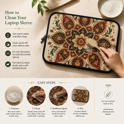 Indian Vintage Floral Mandala Laptop Sleeve