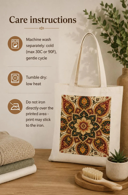 100% Cotton Indian Vintage Floral Mandala Tote Bag