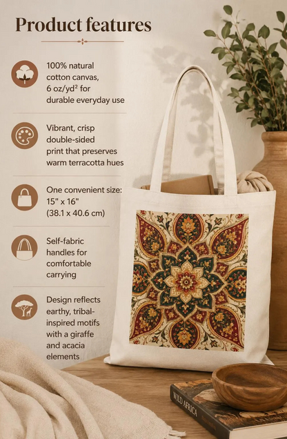 100% Cotton Indian Vintage Floral Mandala Tote Bag