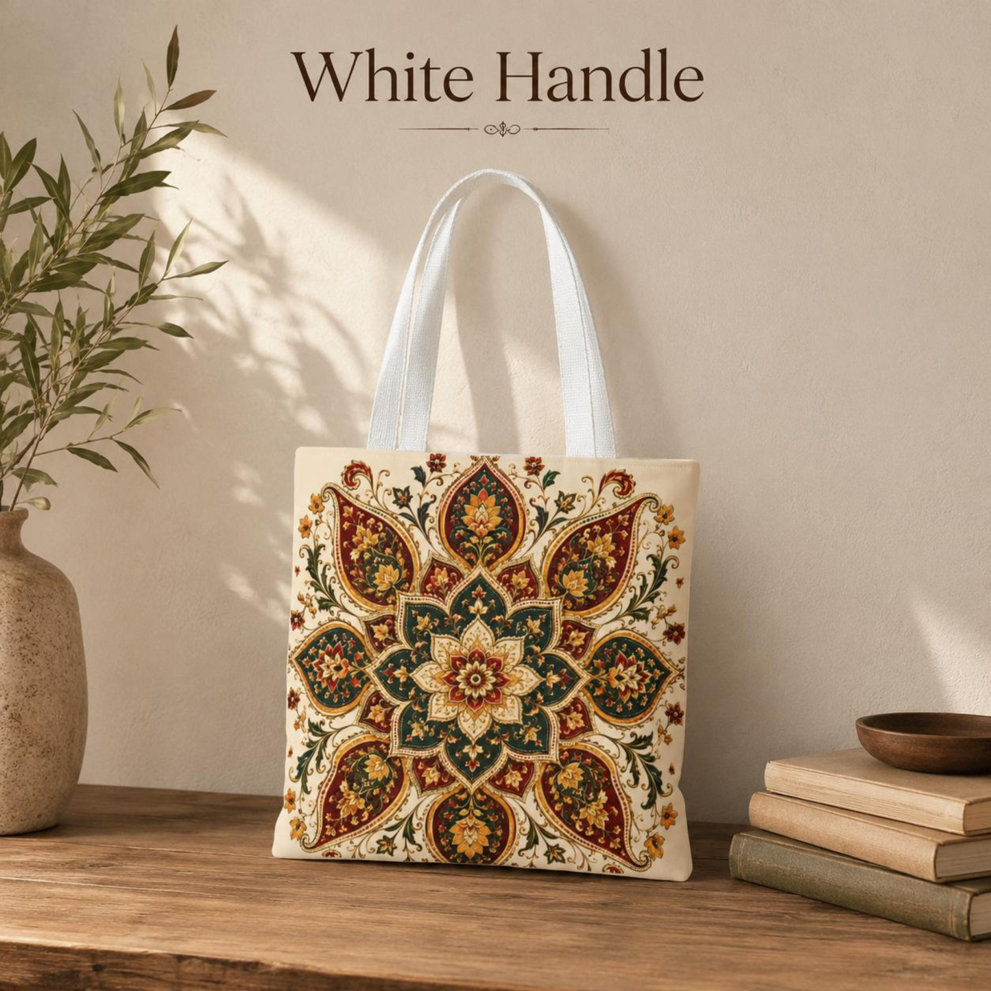 Indian Vintage Floral Mandala Full Art Tote Bag