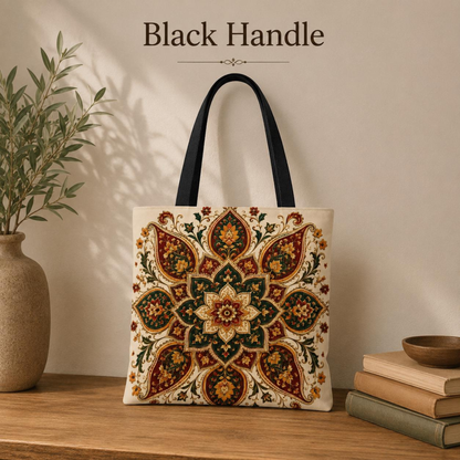 Indian Vintage Floral Mandala Full Art Tote Bag