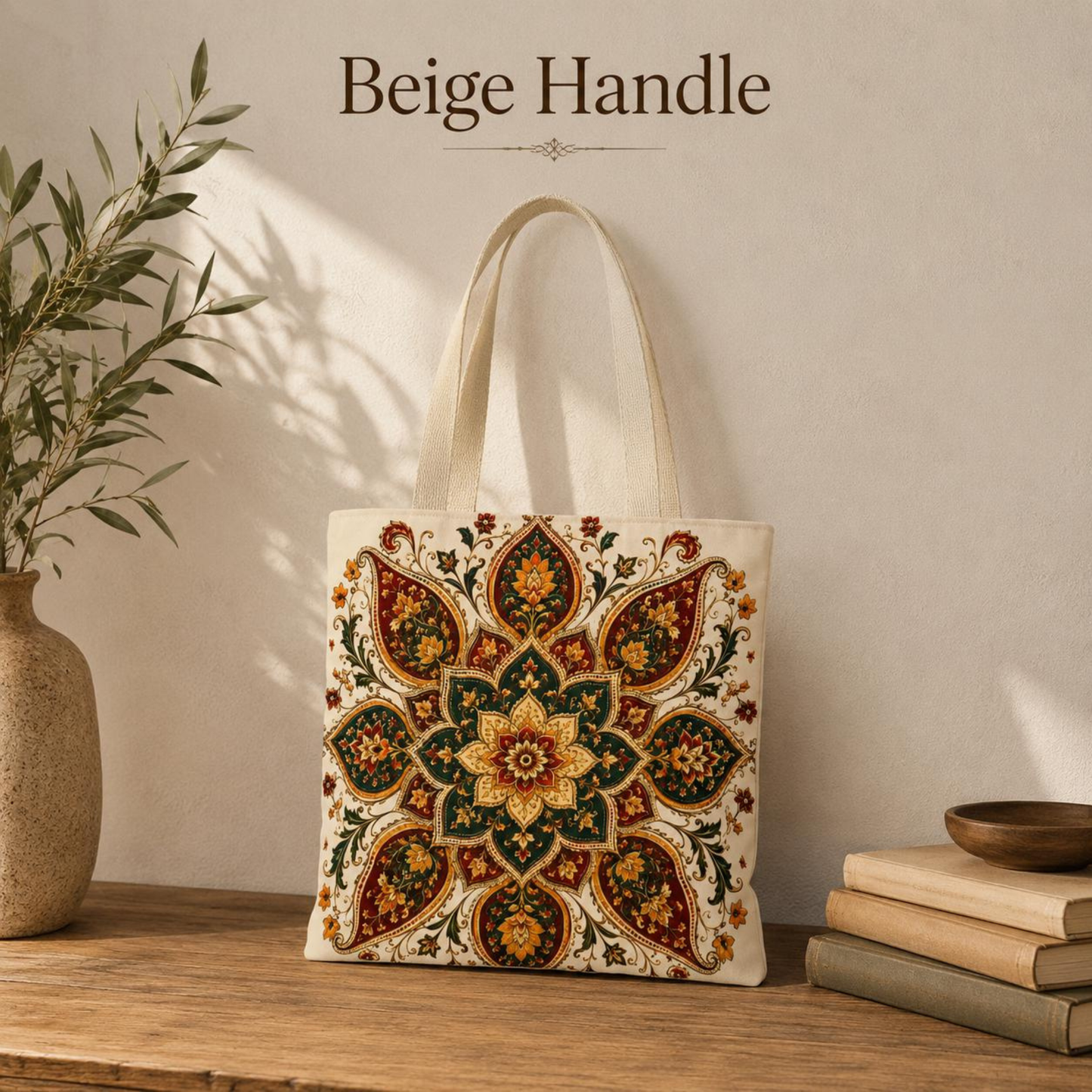 Indian Vintage Floral Mandala Full Art Tote Bag