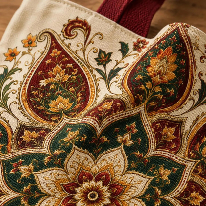 Indian Vintage Floral Mandala Full Art Tote Bag