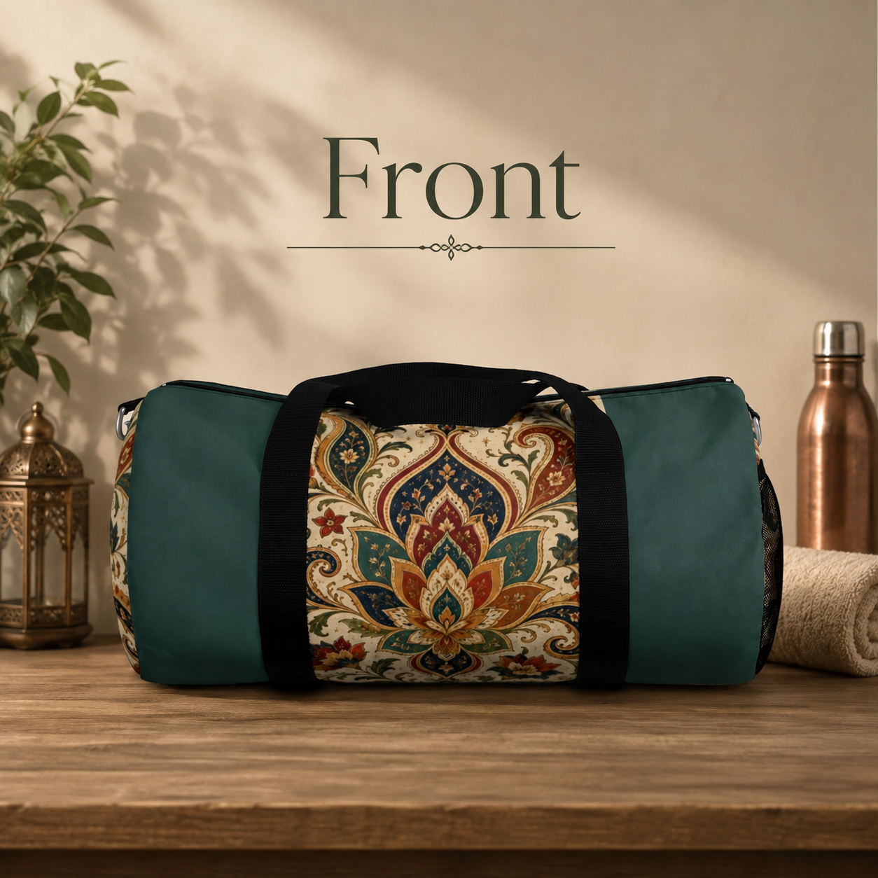 Indian Vintage Indigo Green Bohemian Duffel Gym Bag