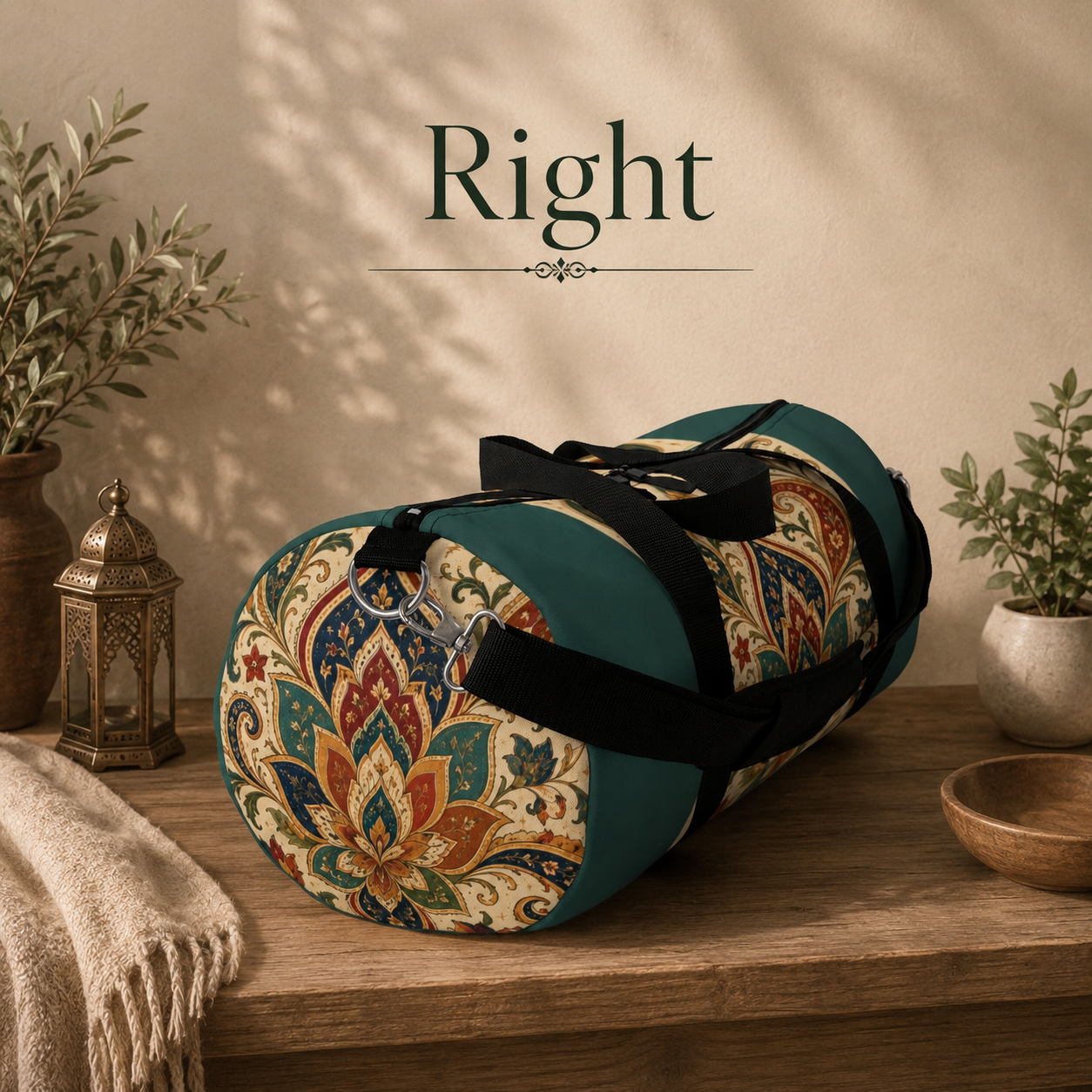 Indian Vintage Indigo Green Bohemian Duffel Gym Bag