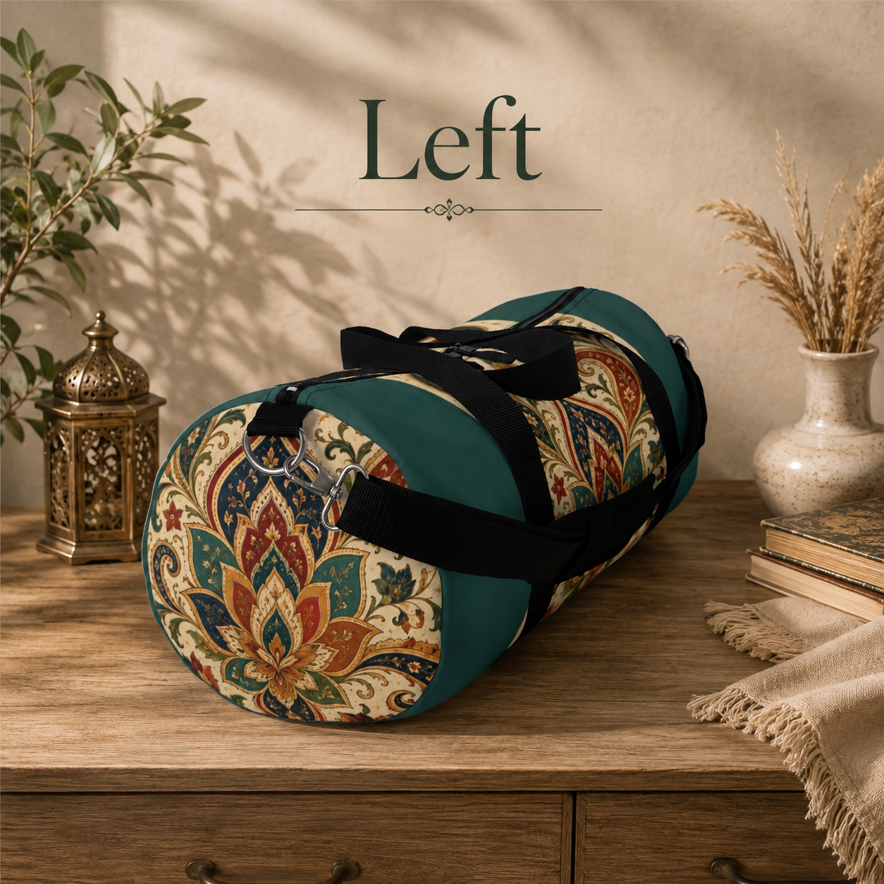 Indian Vintage Indigo Green Bohemian Duffel Gym Bag
