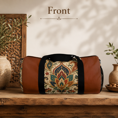 Indian Vintage Terracotta Floral Duffel Gym Bag