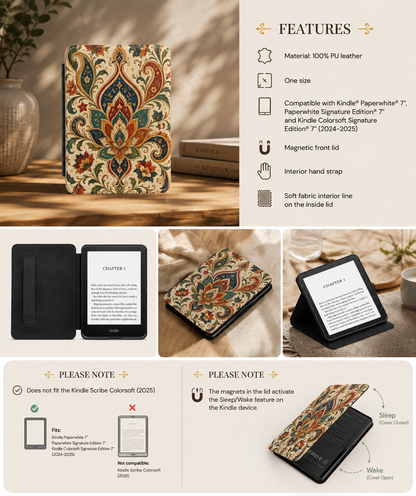 Indian Vintage Floral Paisley Kindle Case