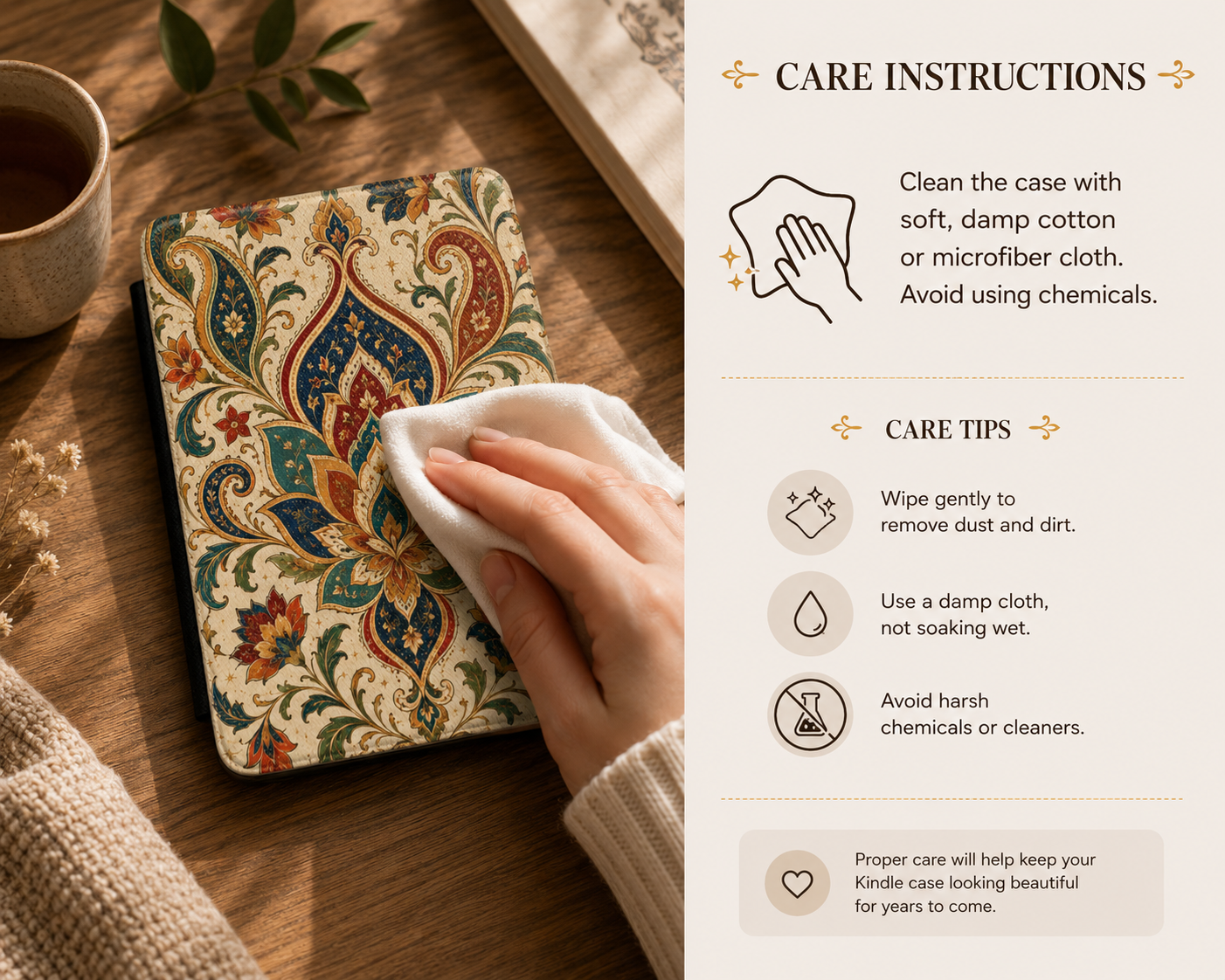 Indian Vintage Floral Paisley Kindle Case