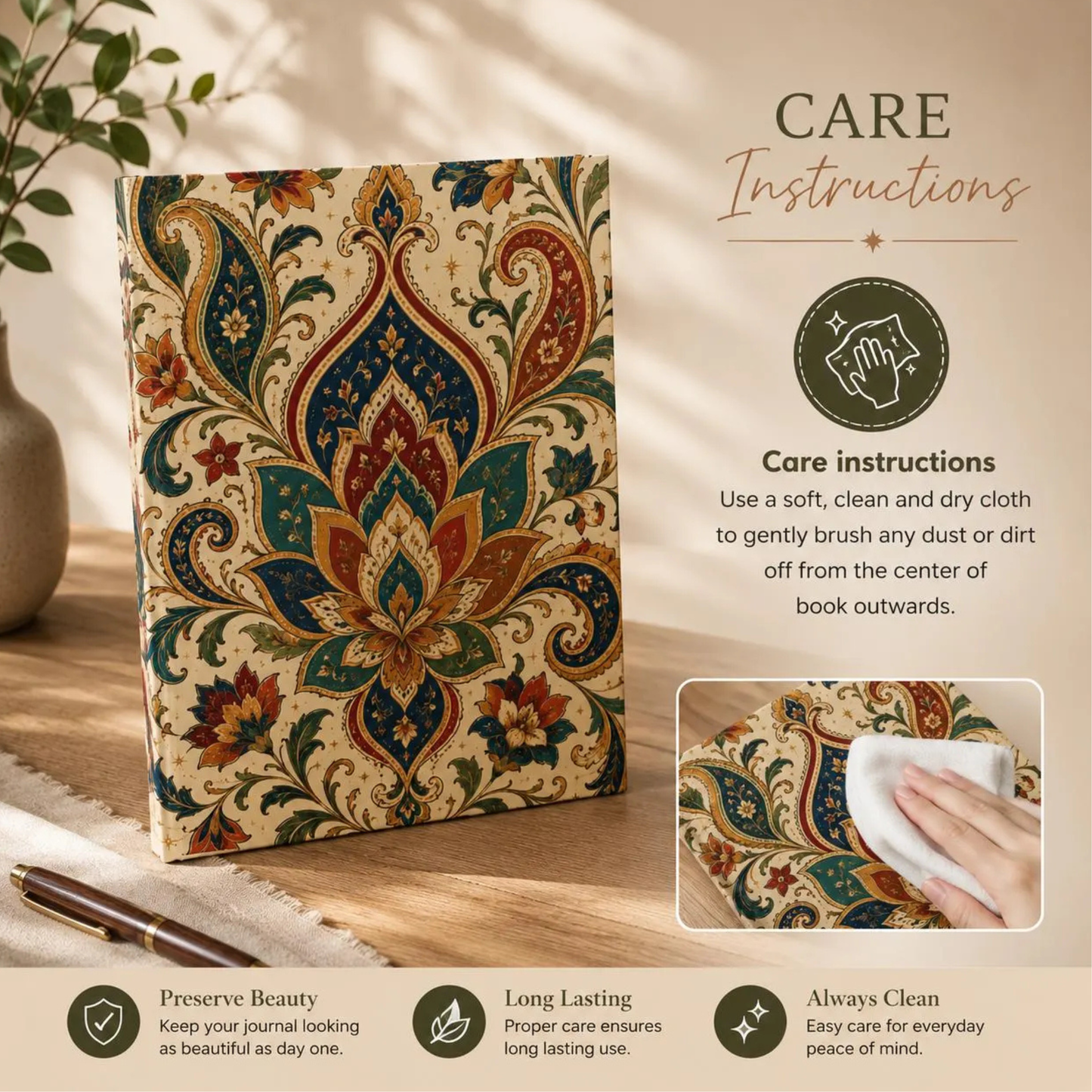 Indian Vintage Floral Paisley Hardcover Journal