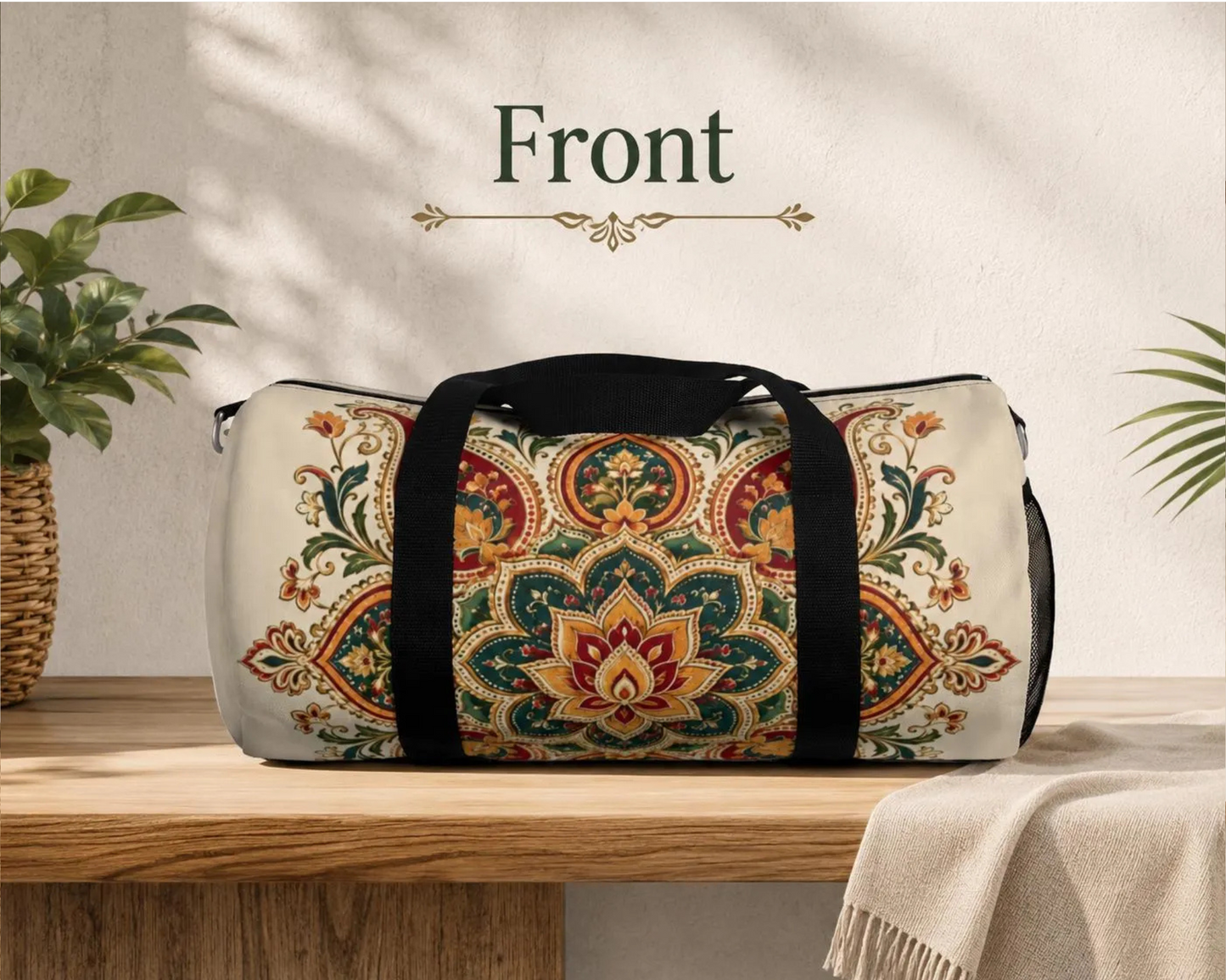 Indian Vintage Floral Mandala Duffel Gym Bag