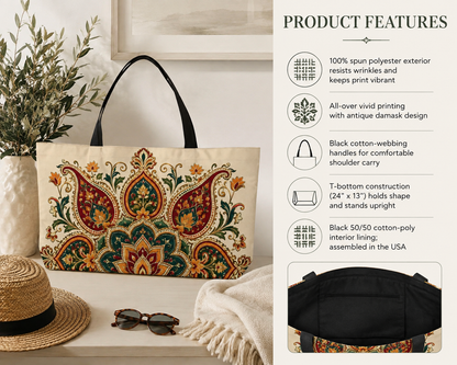Indian Vintage Floral Mandala Weekender Bag Tote