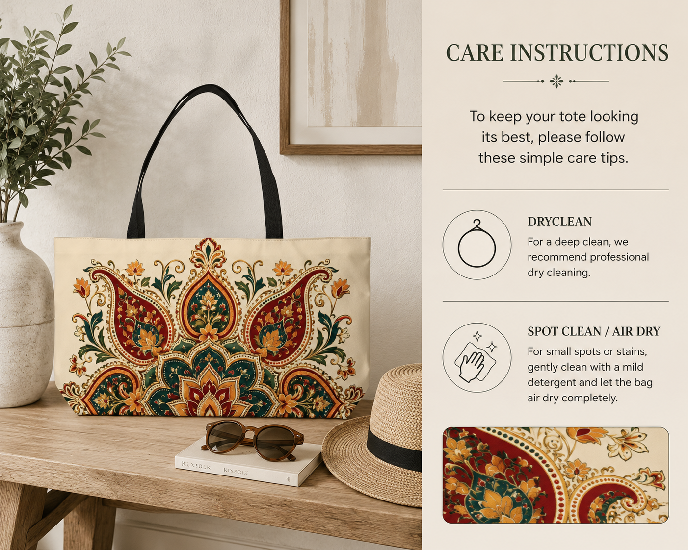 Indian Vintage Floral Mandala Weekender Bag Tote