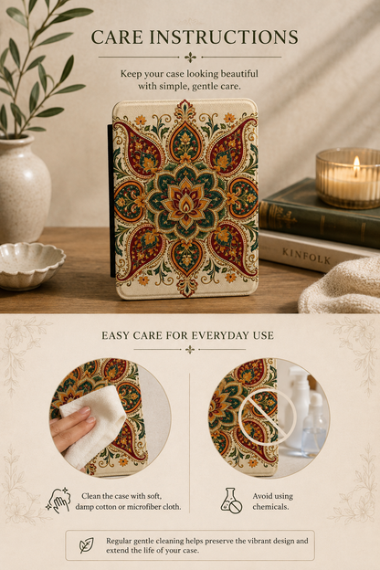Indian Vintage Floral Mandala Kindle Case E-reader Cover