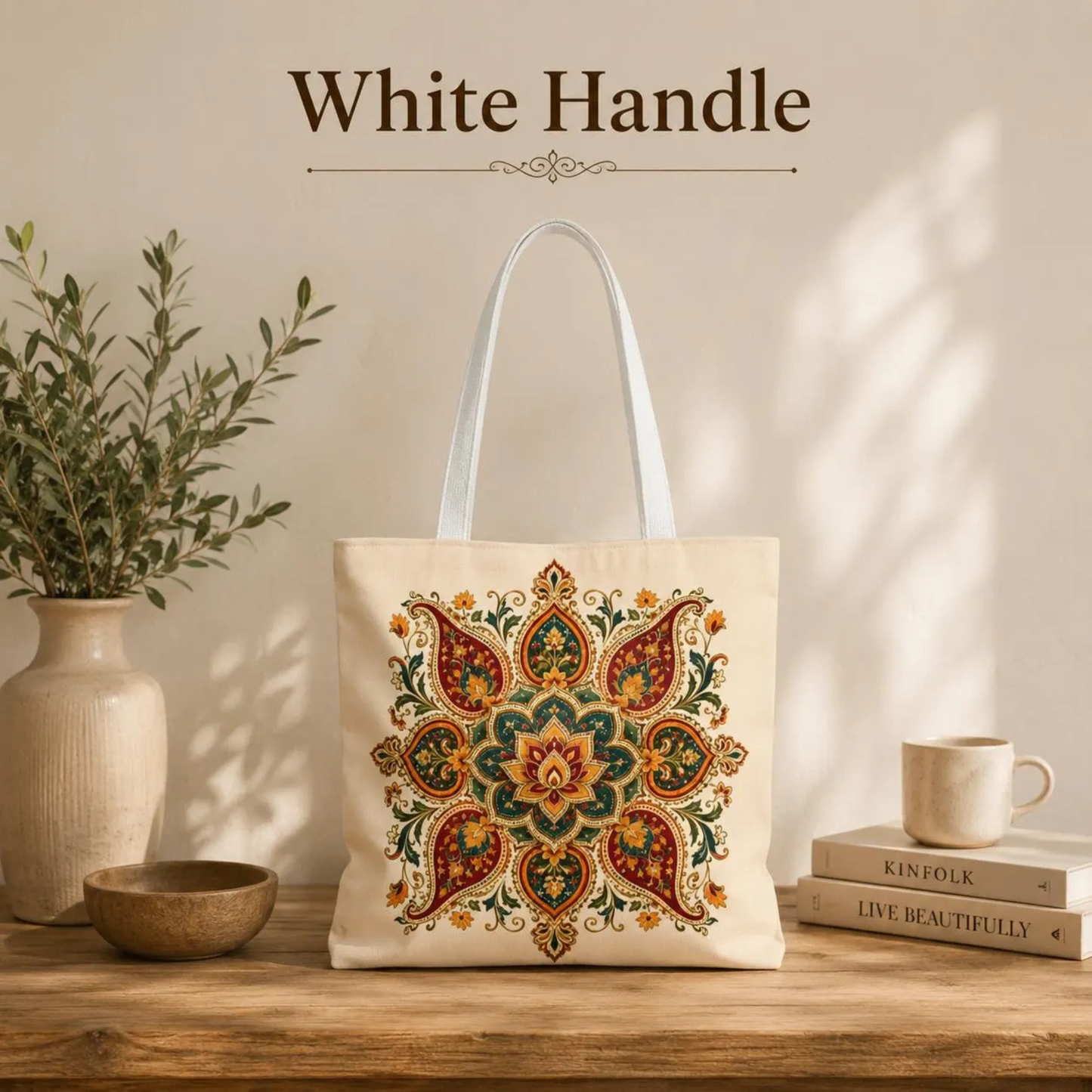 Indian Vintage Floral Mandala Full Art Tote Bag