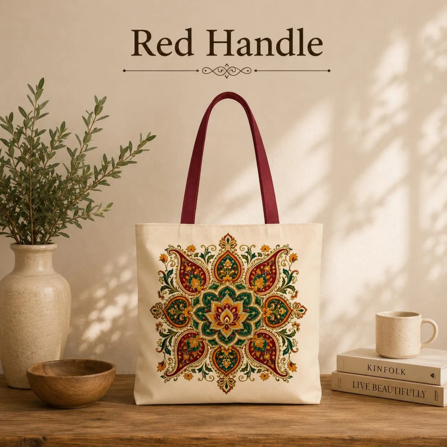 Indian Vintage Floral Mandala Full Art Tote Bag