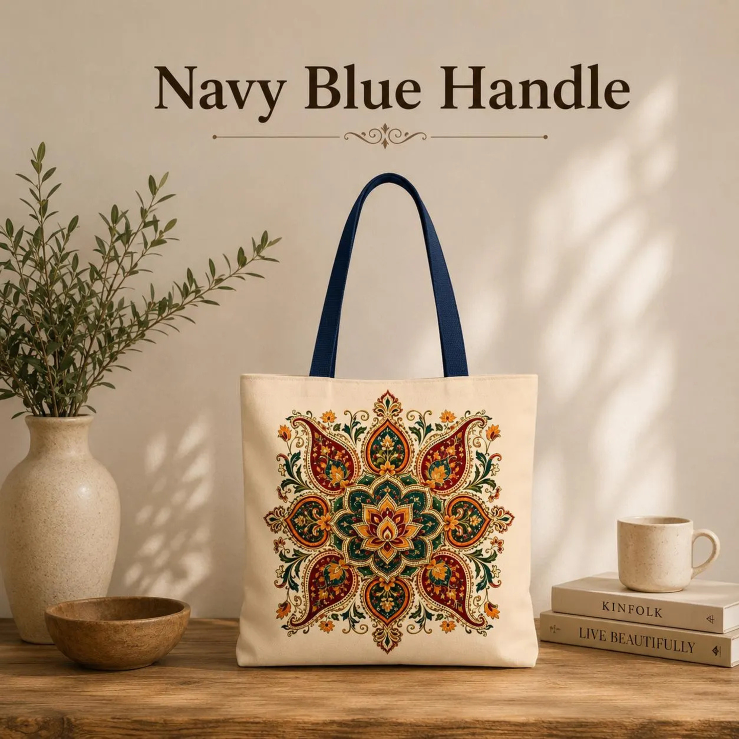 Indian Vintage Floral Mandala Full Art Tote Bag