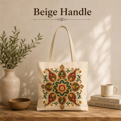 Indian Vintage Floral Mandala Full Art Tote Bag