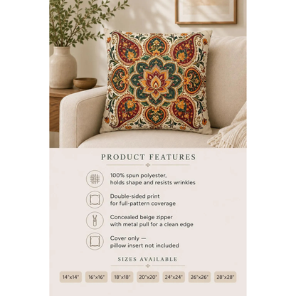 Indian Vintage Floral Mandala Pillowcase Cover