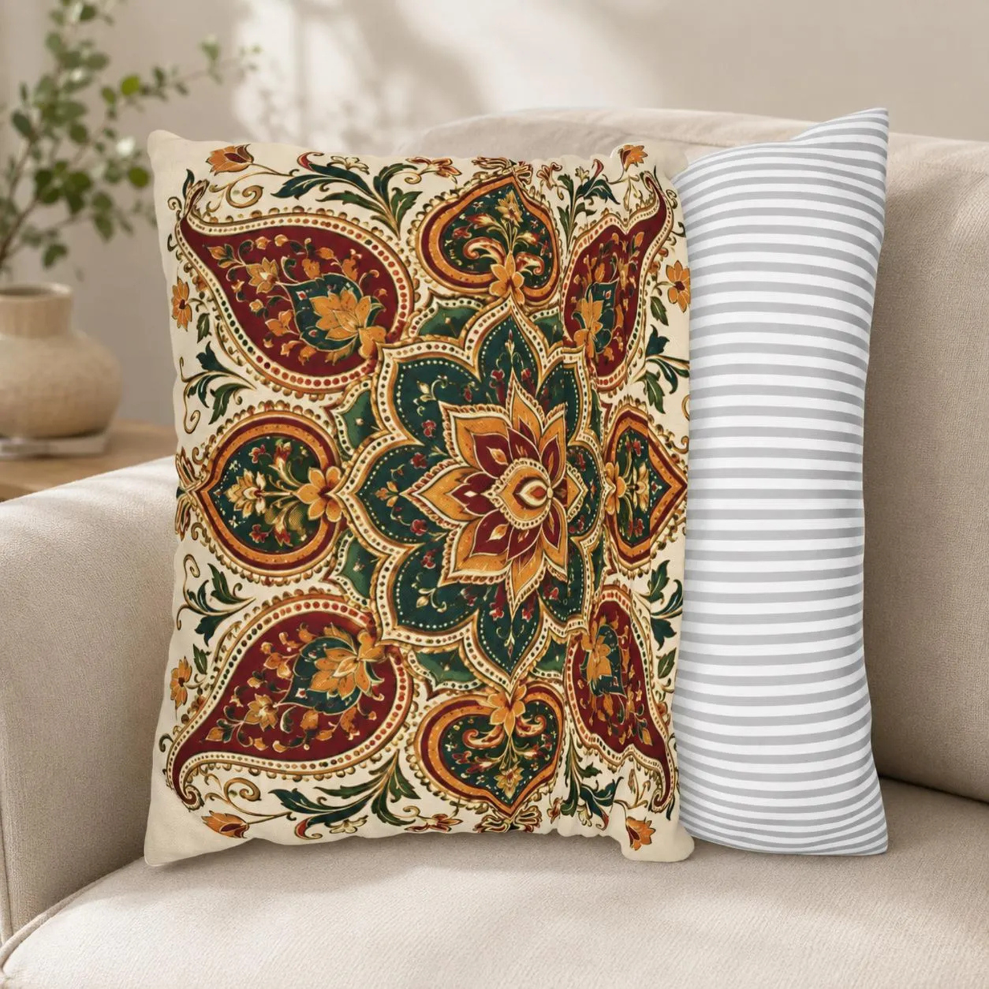 Indian Vintage Floral Mandala Pillowcase Cover