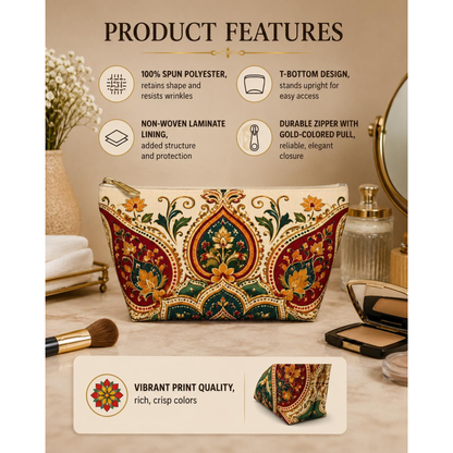 Indian Vintage Floral Mandala Makeup Pouch