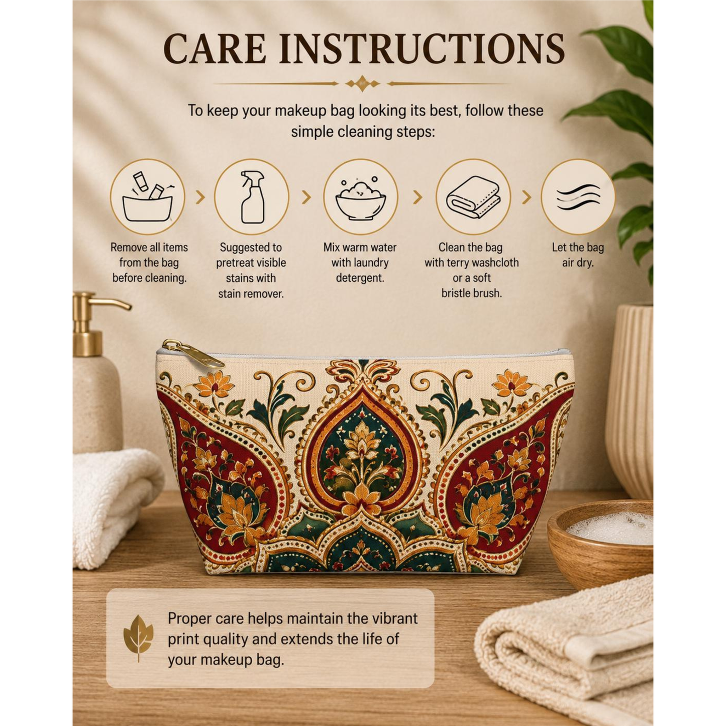 Indian Vintage Floral Mandala Makeup Pouch