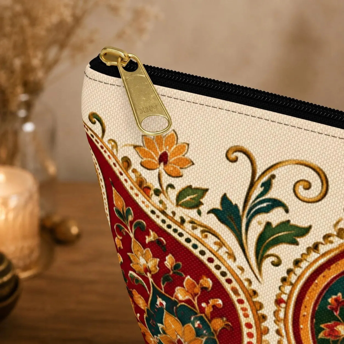 Indian Vintage Floral Mandala Makeup Pouch