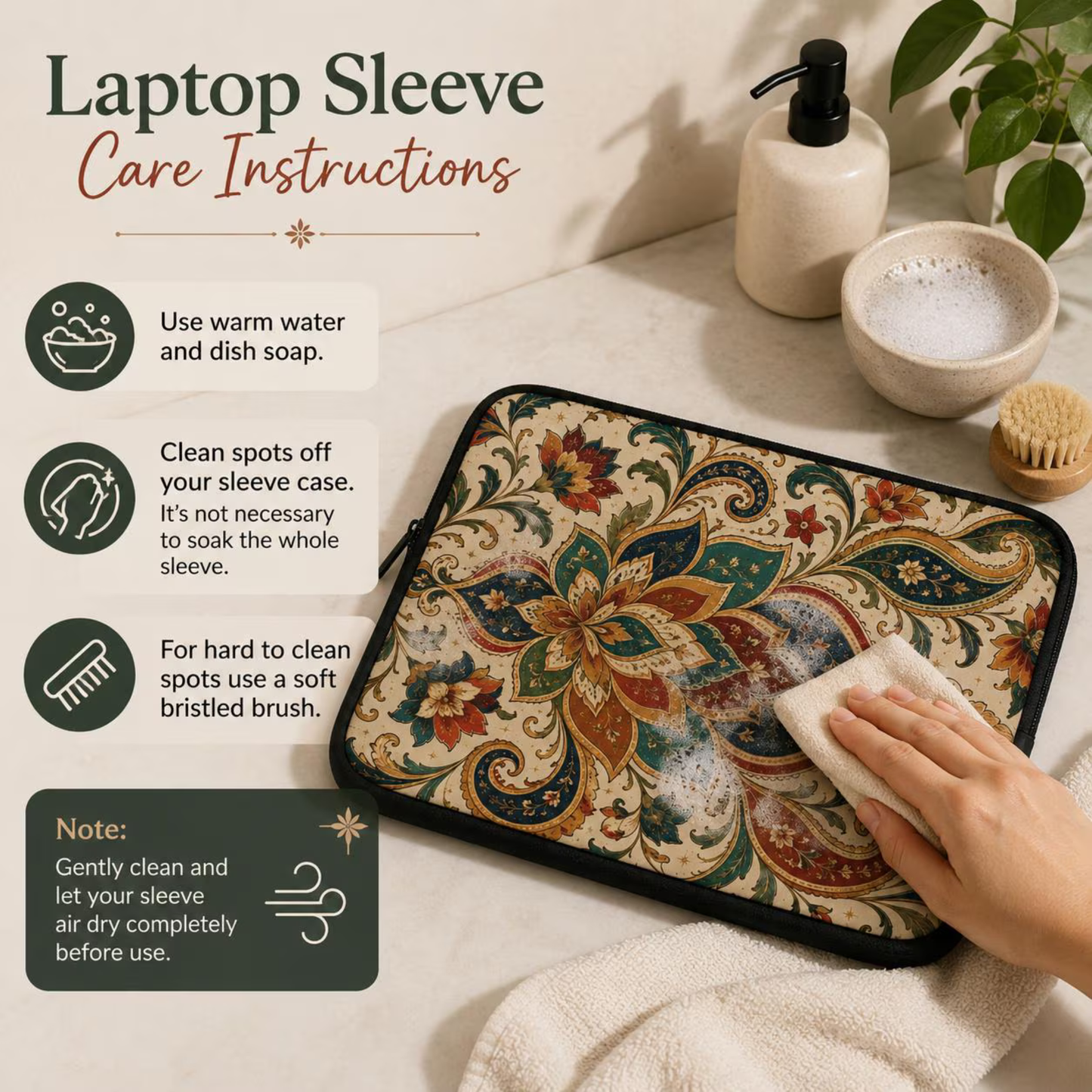 Indian Vintage Paisley Floral Laptop Sleeve