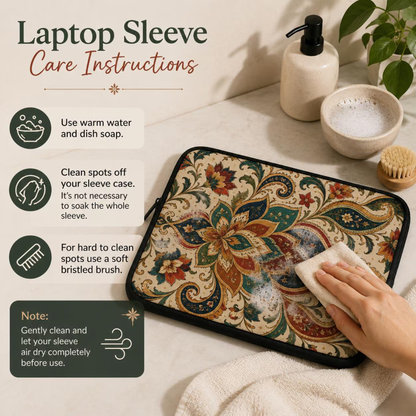 Indian Vintage Paisley Floral Laptop Sleeve