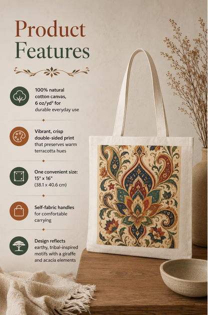 100% Cotton Indian Vintage Boho Paisley Floral Tote Bag