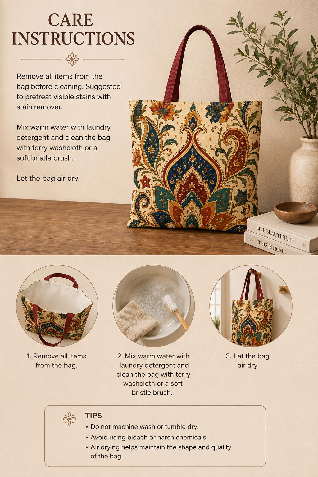 Indian Vintage Paisley Floral Full Art Tote Bag