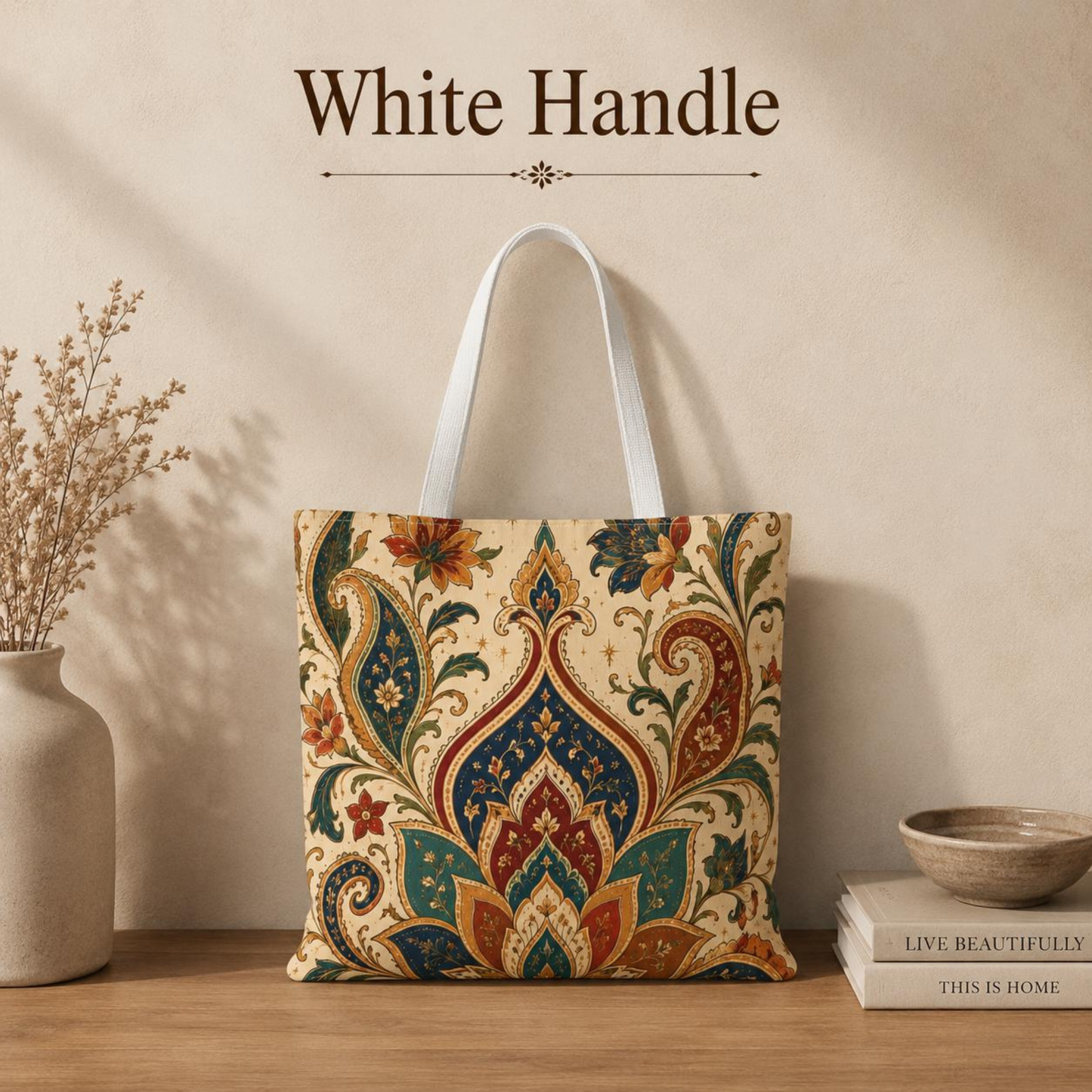Indian Vintage Paisley Floral Full Art Tote Bag