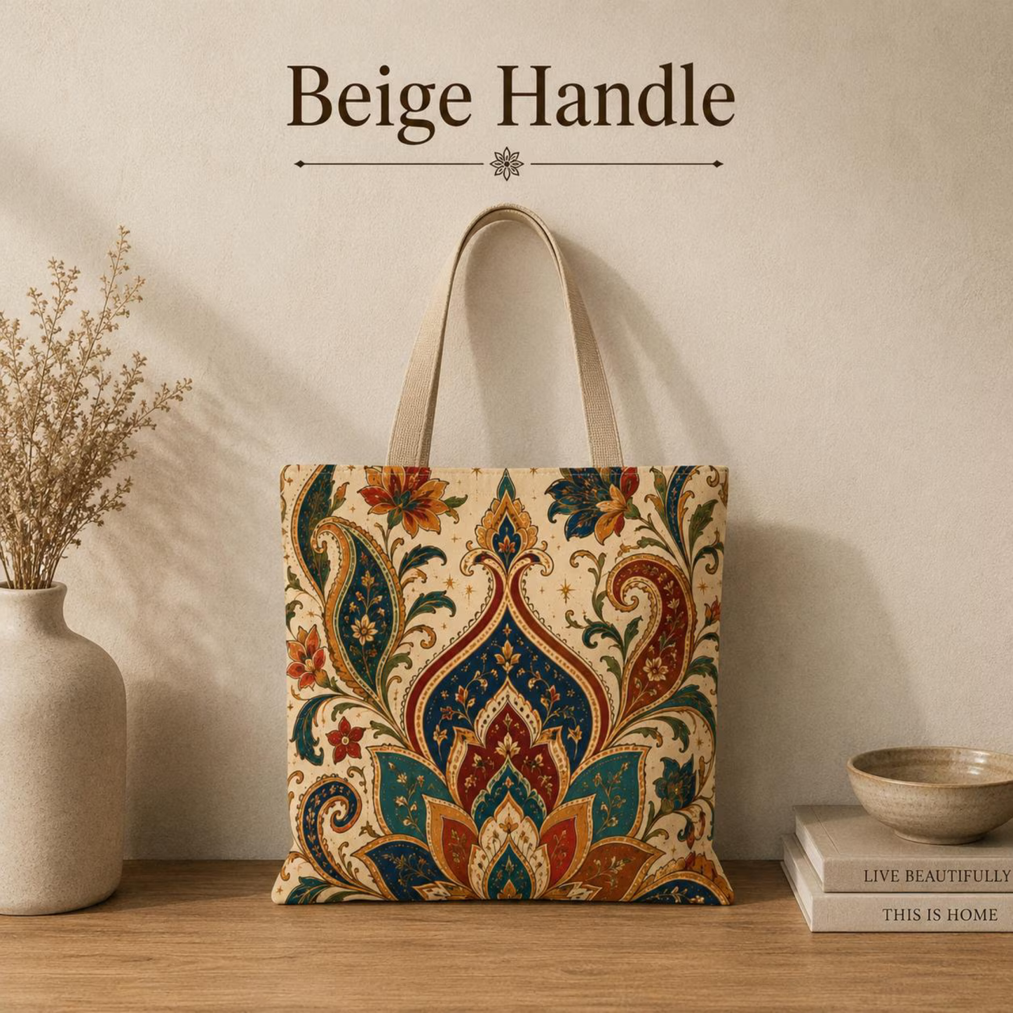 Indian Vintage Paisley Floral Full Art Tote Bag
