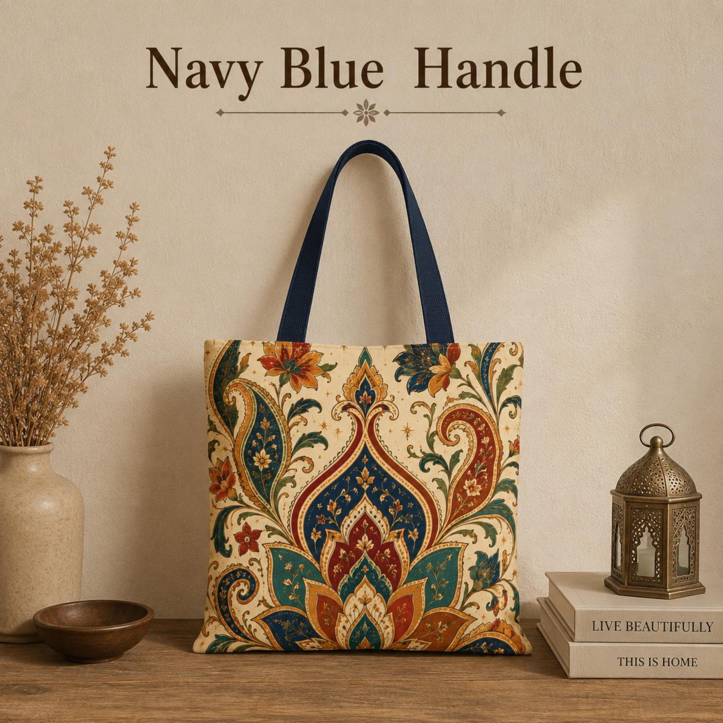 Indian Vintage Paisley Floral Full Art Tote Bag