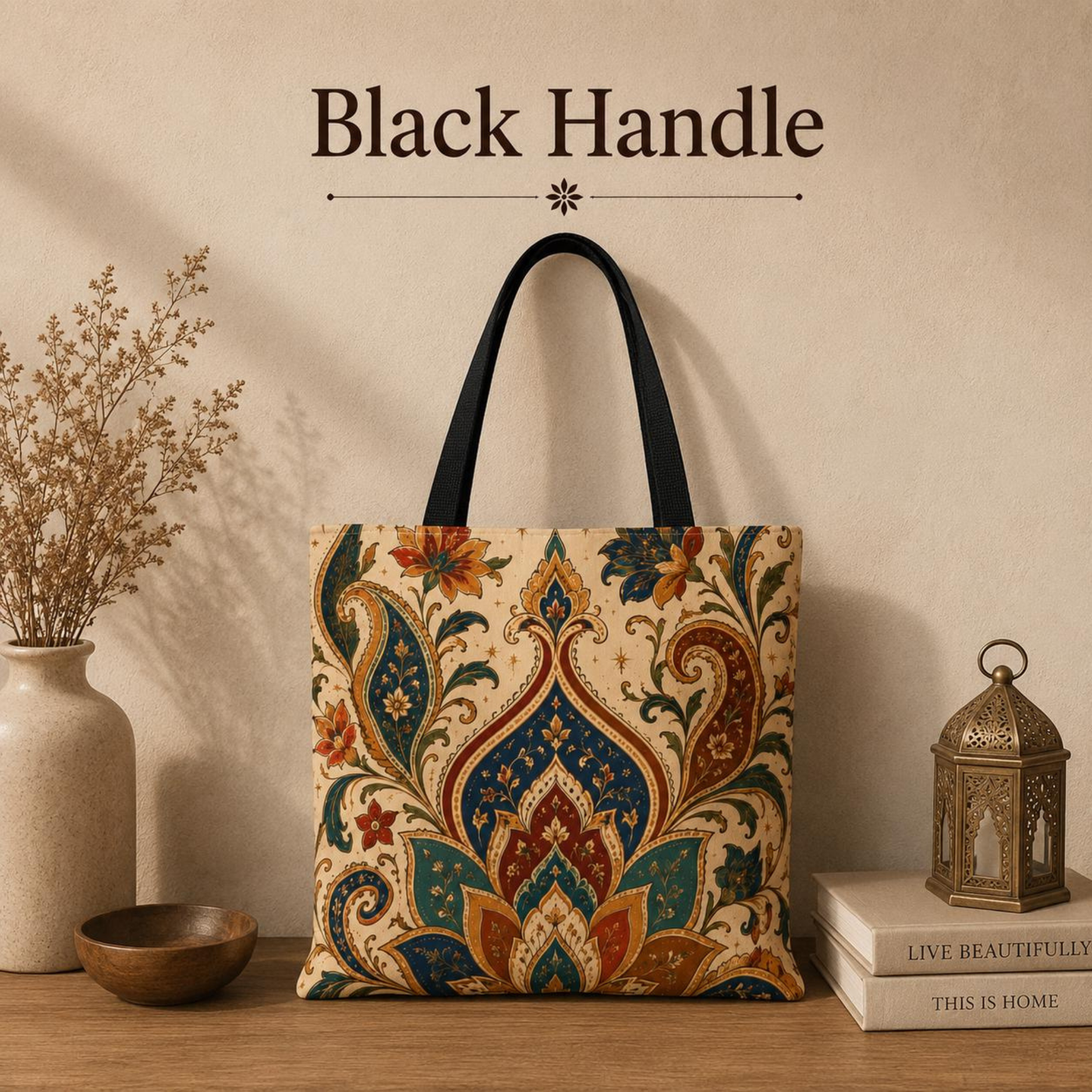 Indian Vintage Paisley Floral Full Art Tote Bag