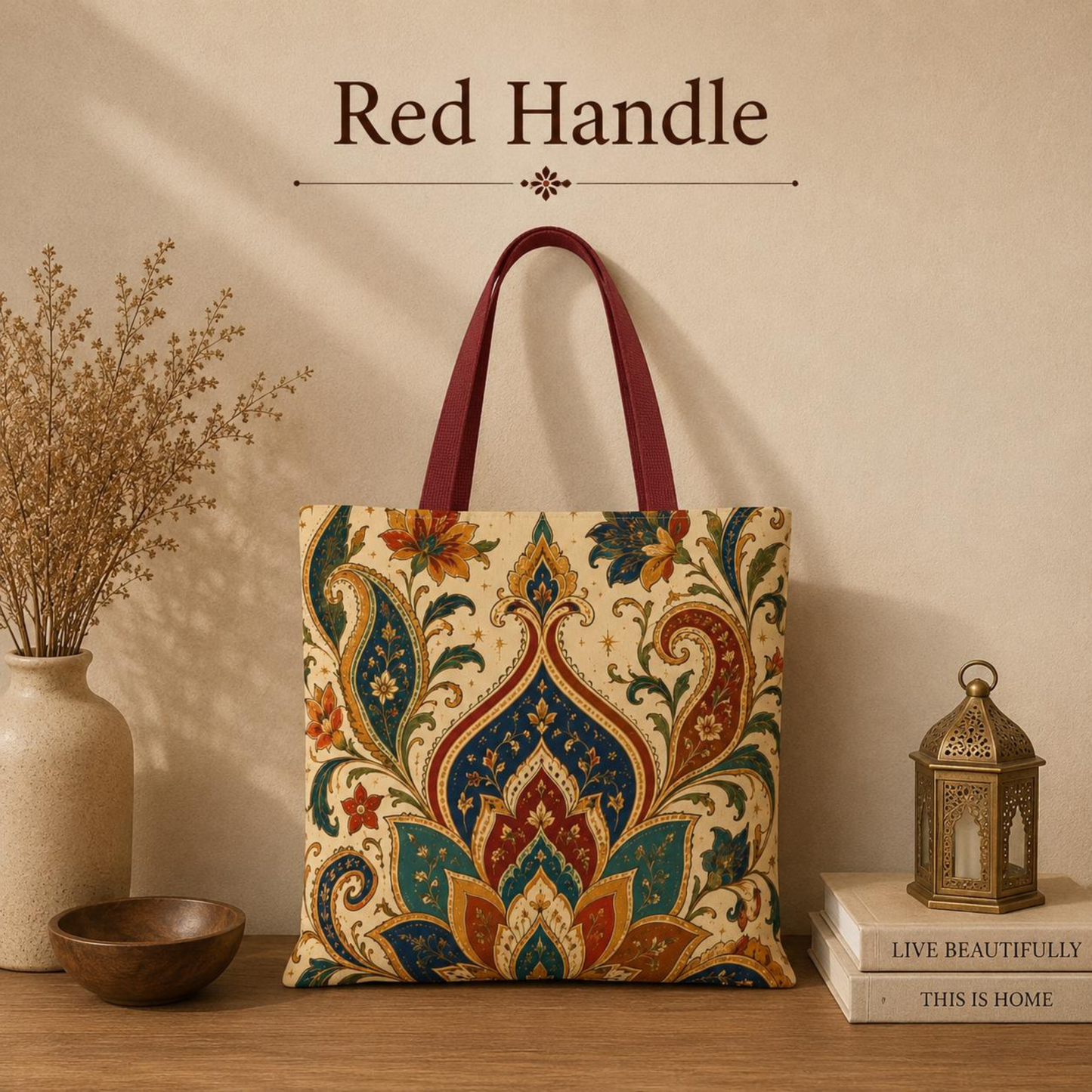 Indian Vintage Paisley Floral Full Art Tote Bag