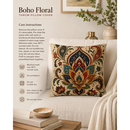 Indian Vintage Paisley Floral Throw Pillow Case Cover