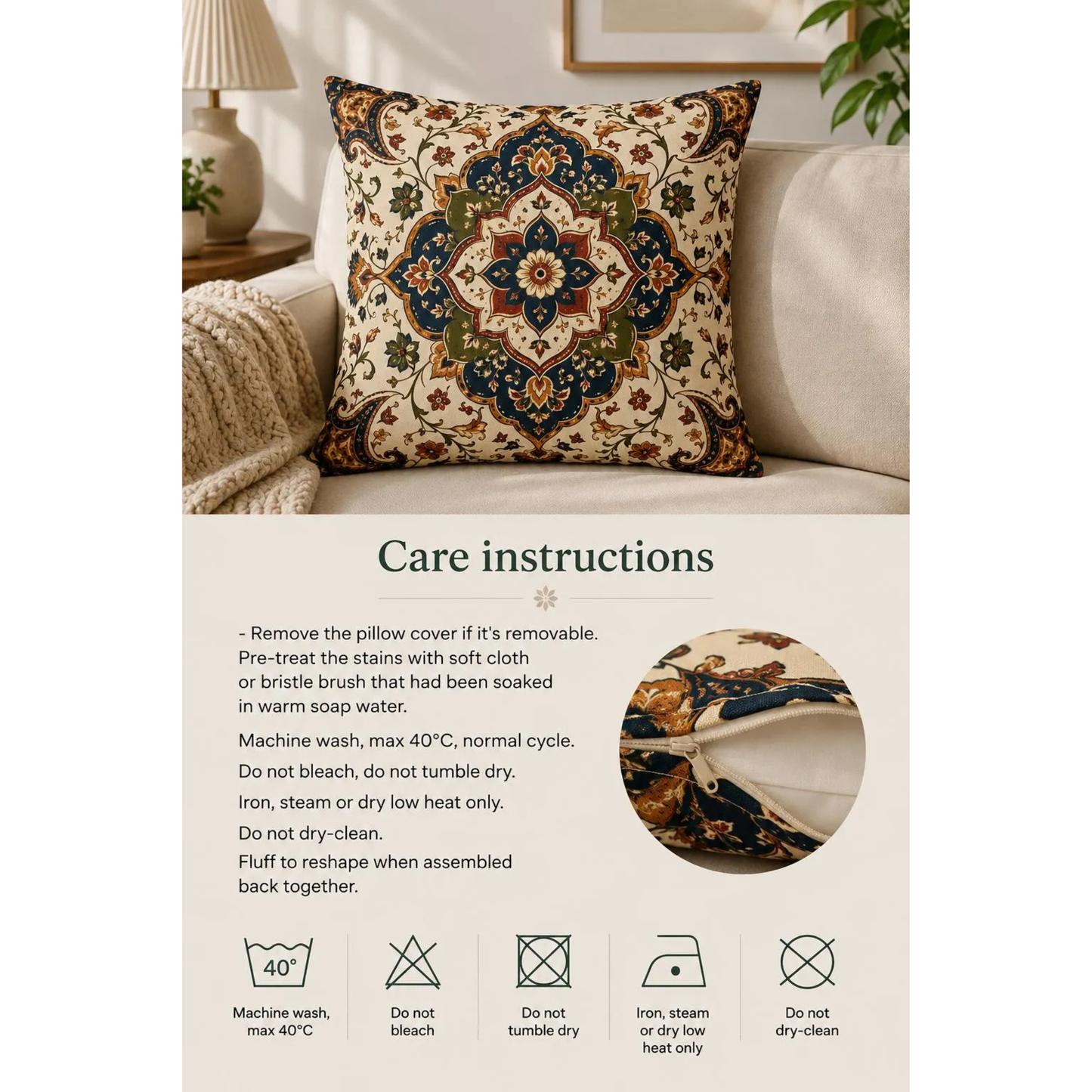 Indian Persian Vintage Pillow Case Cover
