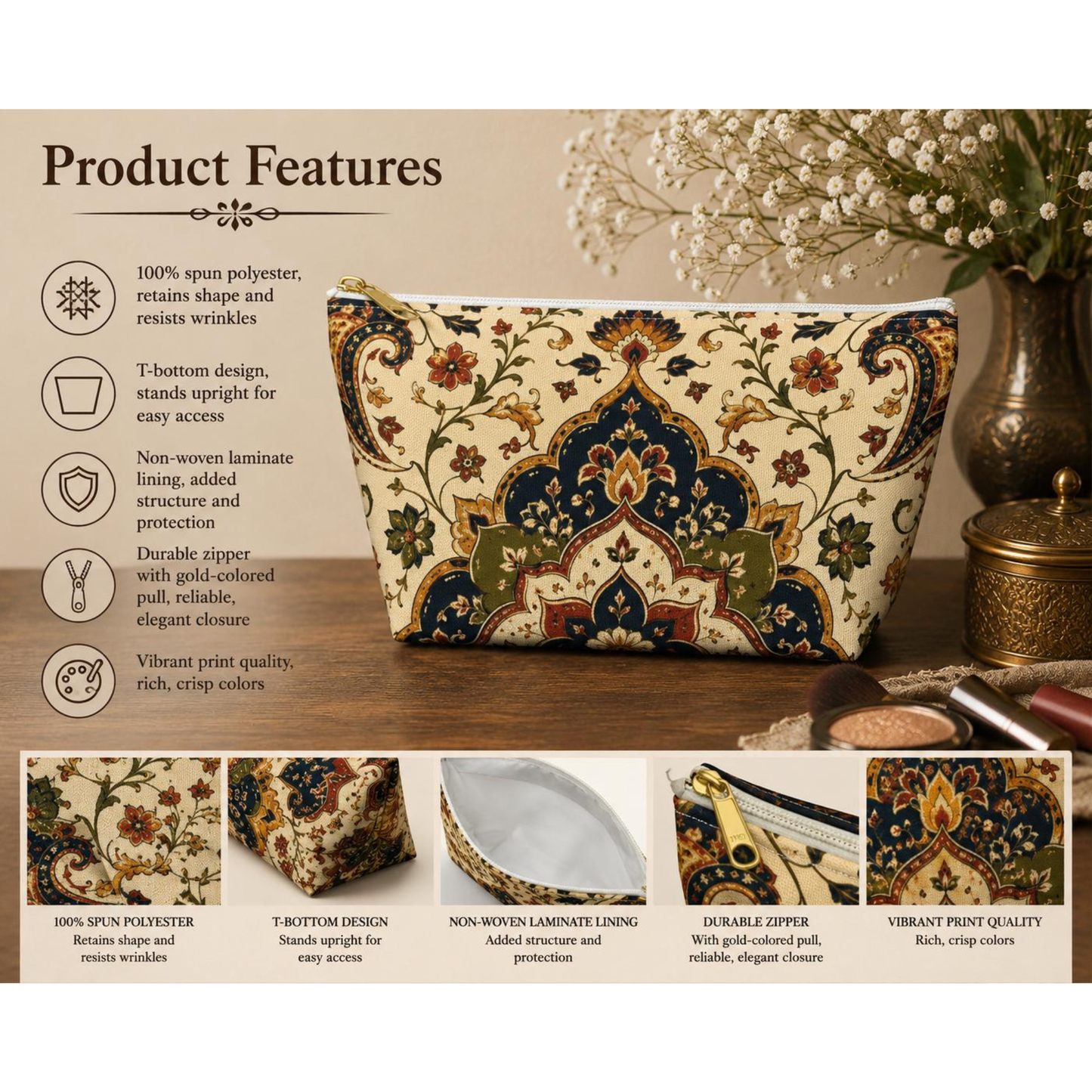 Indian Persian Vintage Makeup Accessory Pouch