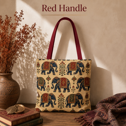 Indian Vintage Traditional Elephant Tapestry Full Art Tote Bag