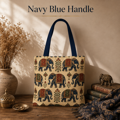 Indian Vintage Traditional Elephant Tapestry Full Art Tote Bag