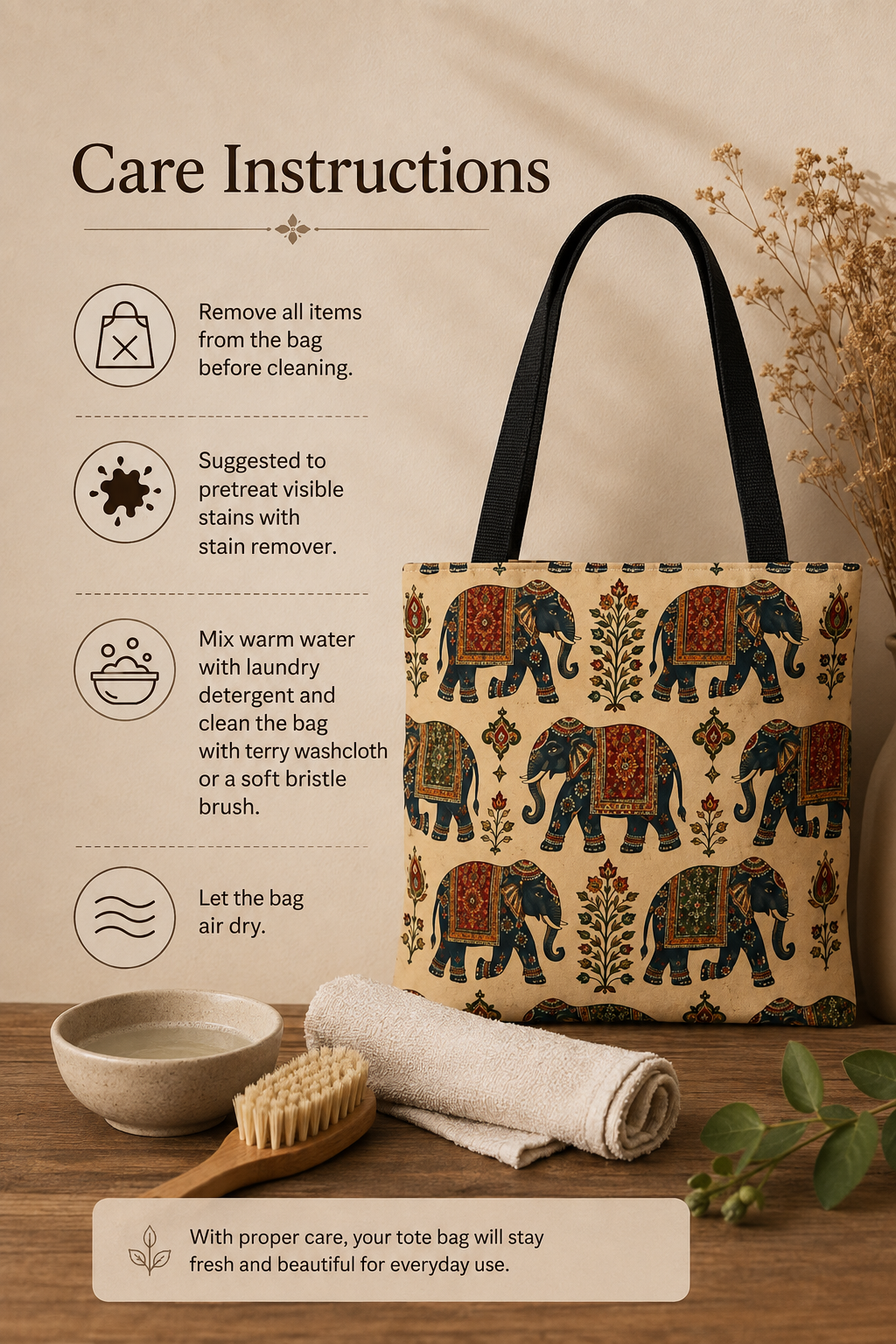 Indian Vintage Traditional Elephant Tapestry Full Art Tote Bag