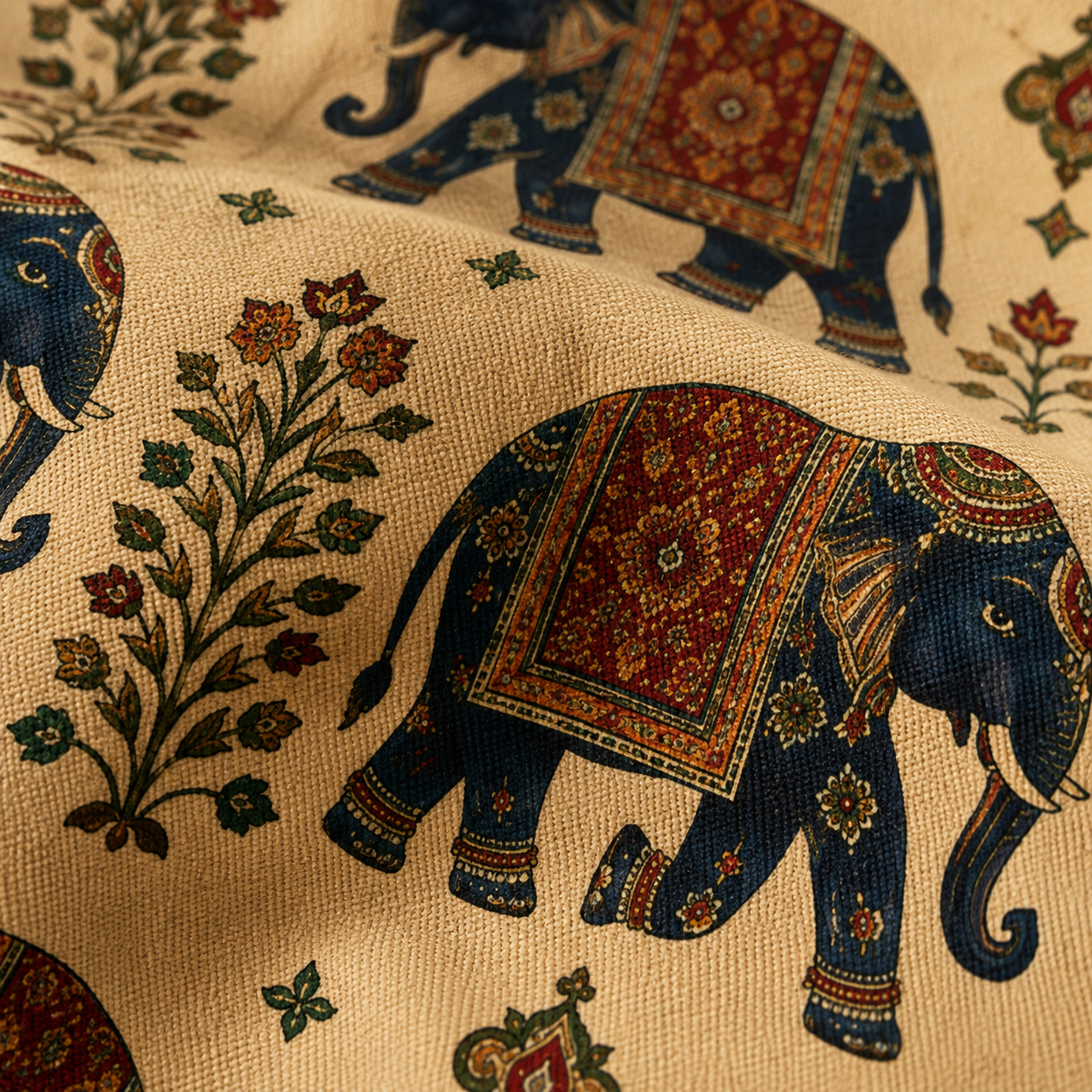 Indian Vintage Traditional Elephant Tapestry Full Art Tote Bag