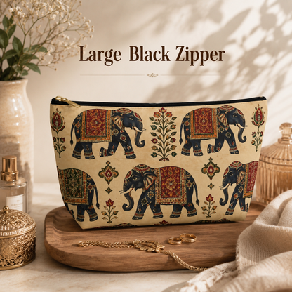 Indian Vintage Traditional Elephant Tapestry Makeup Accessory Pouch